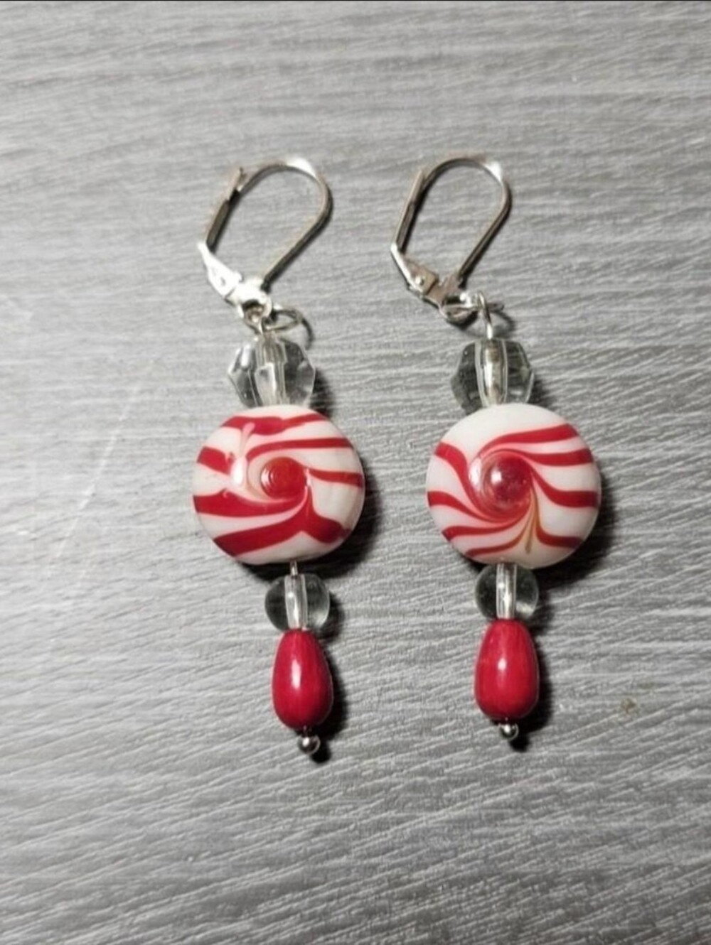 Handmade Glass Peppermint Earrings